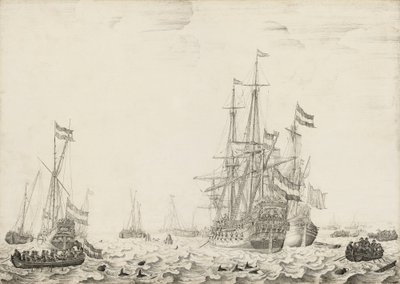 Navi olandesi vicino alla costa, primi anni 1650 da Willem van de Velde